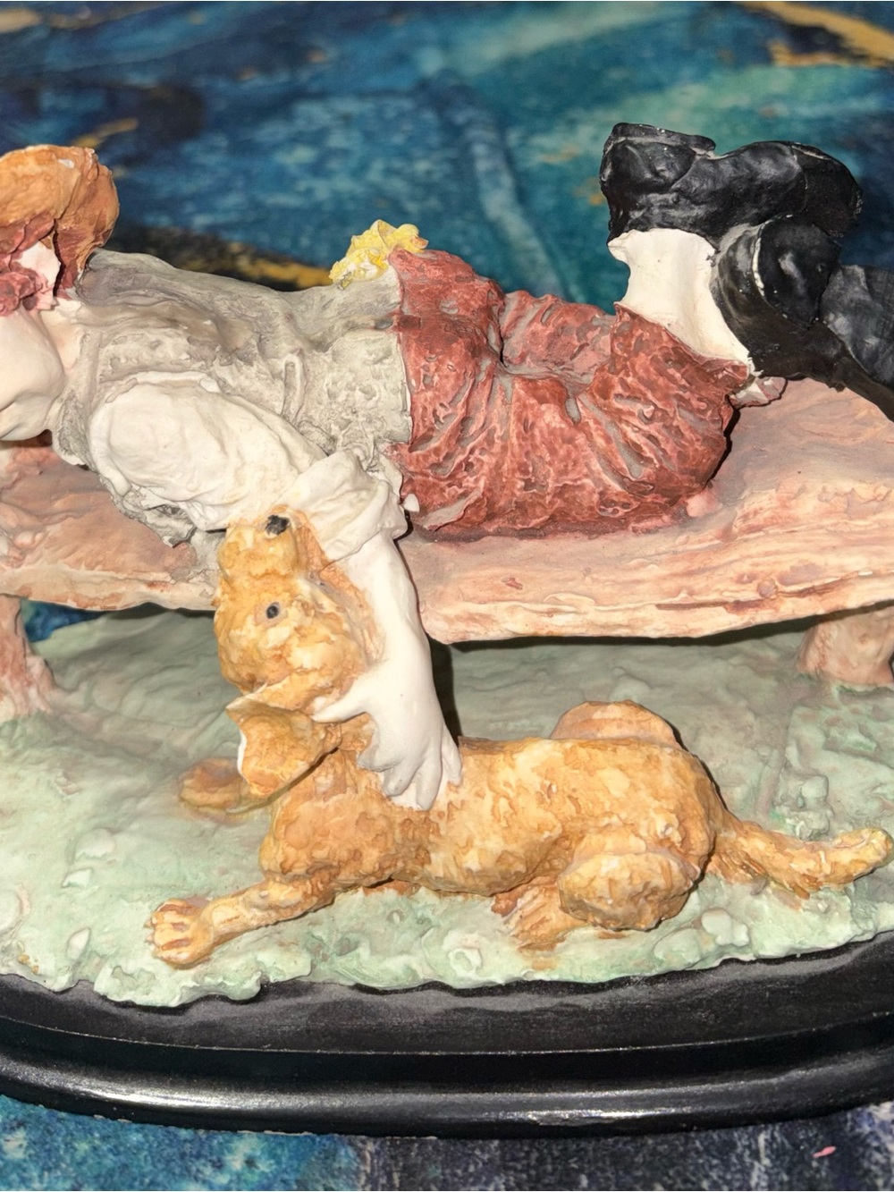 Porcelain Dog Figurine Accent in Tan and Cream